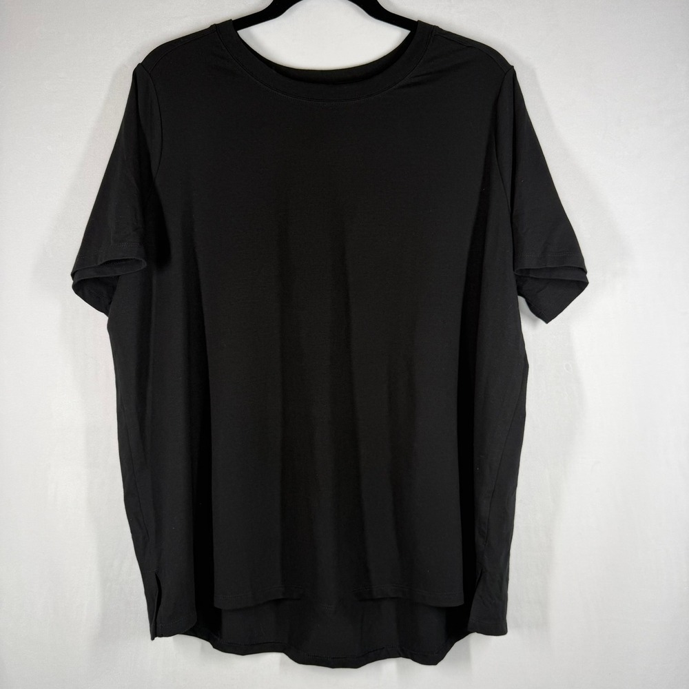 Ava & Viv Womens T-Shirt XXL Black Short Sleeve Crew Neck Cotton Modal Blend New